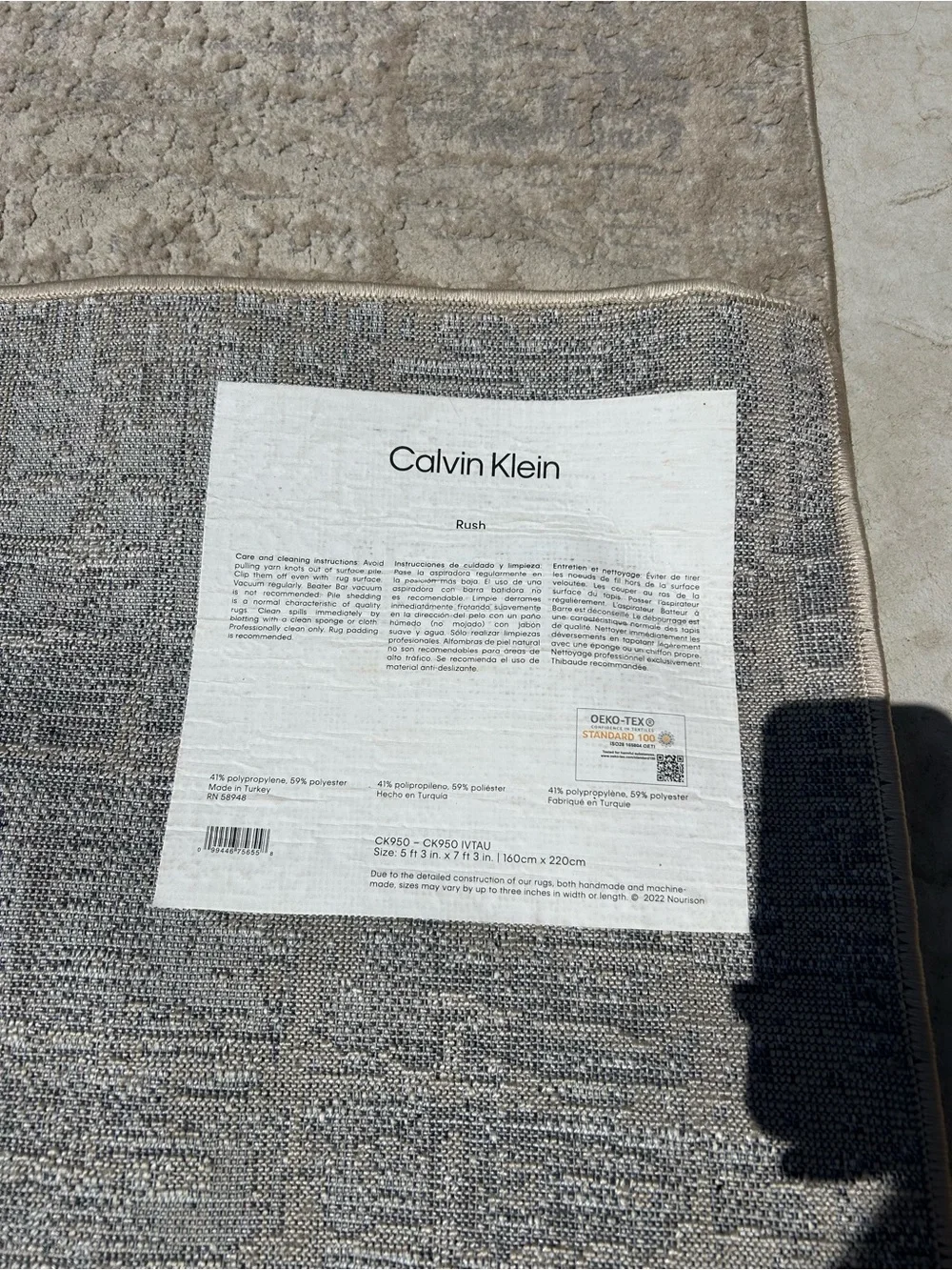 Calvin Klein Neutral Beige Indoor/Outdoor Door Mat